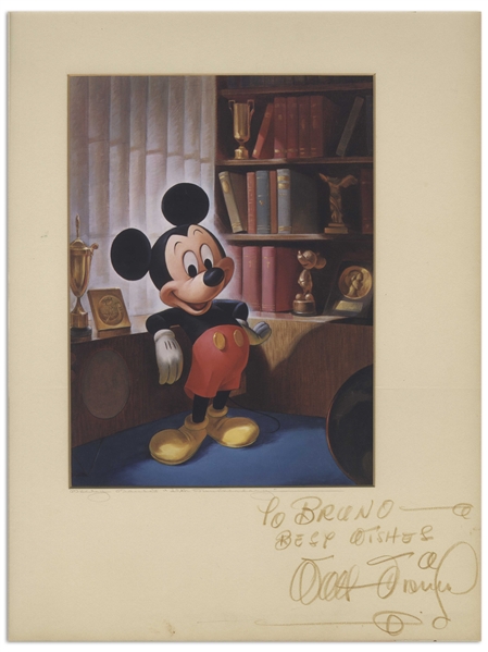 Walt Disney Signed Print of Mickey Mouse for Mickeys 25th Anniversary -- With Phil Sears COA